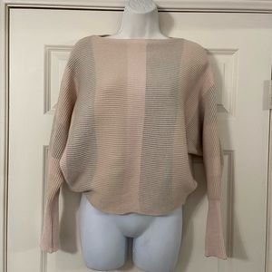 NEW Philosophy Rib Knit Dolman Sleeve Sweater in cream/pink/grey combo size M